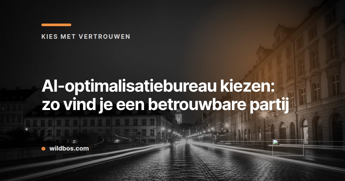 Kaart van Wildbos met tips om een betrouwbaar AI-optimalisatiebureau te kiezen