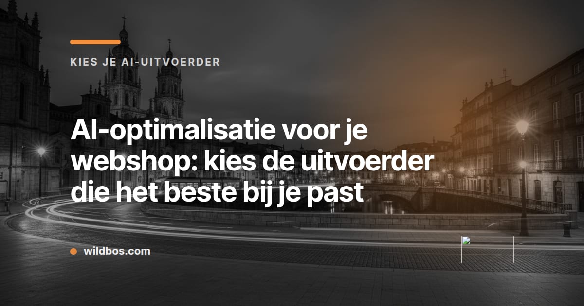 Kleurkaart van Wildbos over het kiezen van de juiste uitvoerder voor AI-optimalisatie van je webshop