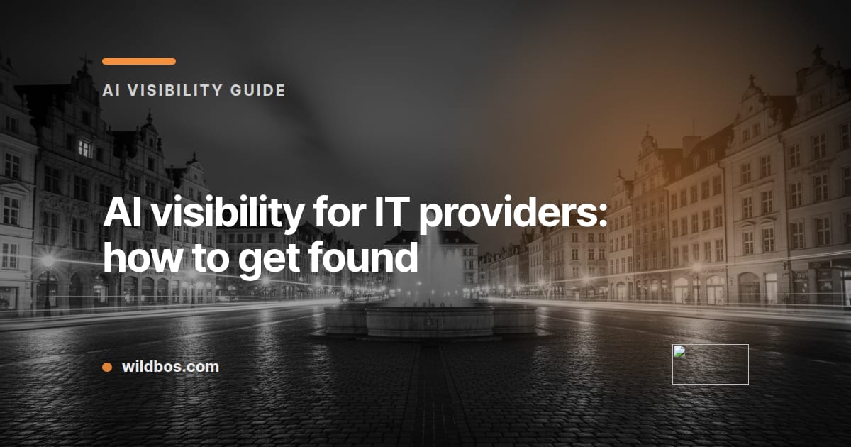 Branded card from Wildbos about AI visibility for IT providers and getting found online