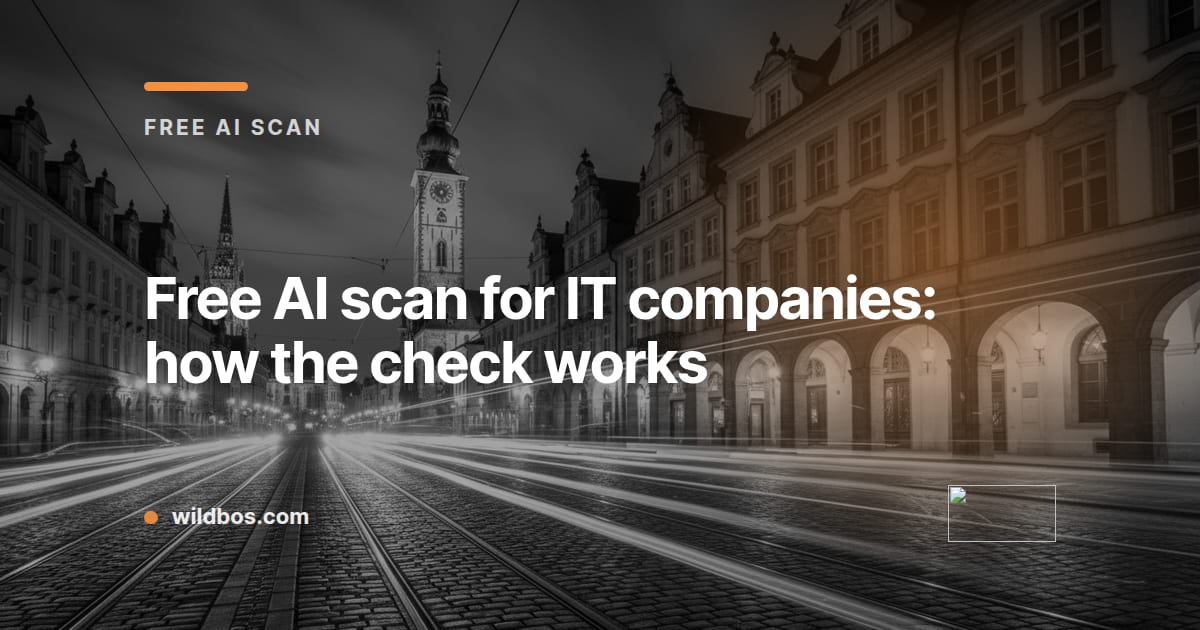Wildbos card explaining how the free AI scan for IT companies works