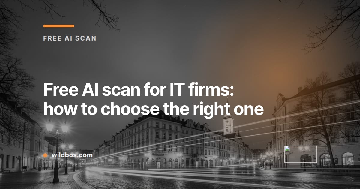 Branded card explaining how IT firms can choose a free AI scan from Wildbos