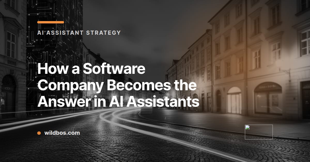 Branded card from Wildbos about software companies becoming the answer in AI assistants