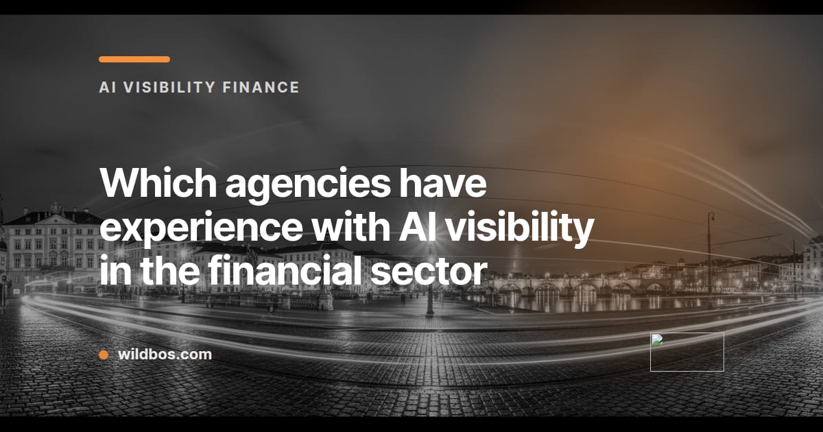 Branded card about AI visibility experience in the financial sector by Wildbos