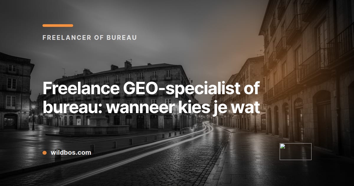 Kaart van Wildbos over de keuze tussen een freelance GEO-specialist en een GEO-bureau