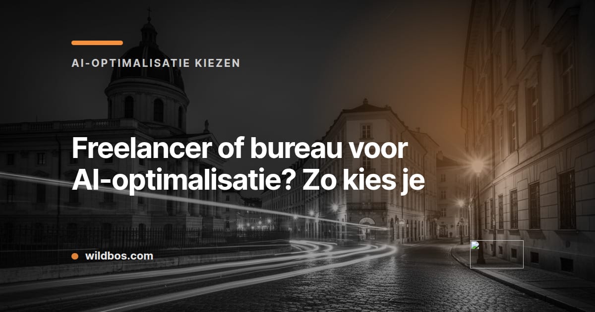Wildbos-kaart met keuze tussen freelancer en bureau voor AI-optimalisatie