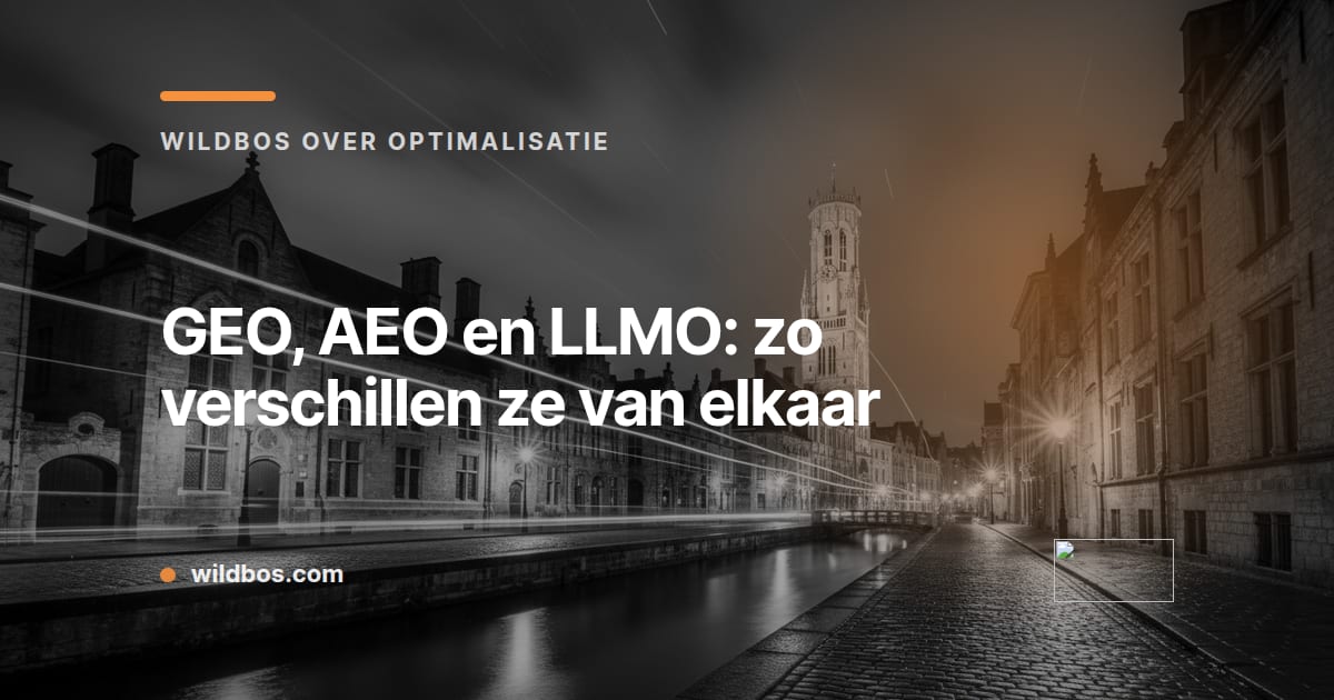 Kaart van Wildbos met uitleg over de verschillen tussen GEO, AEO en LLMO