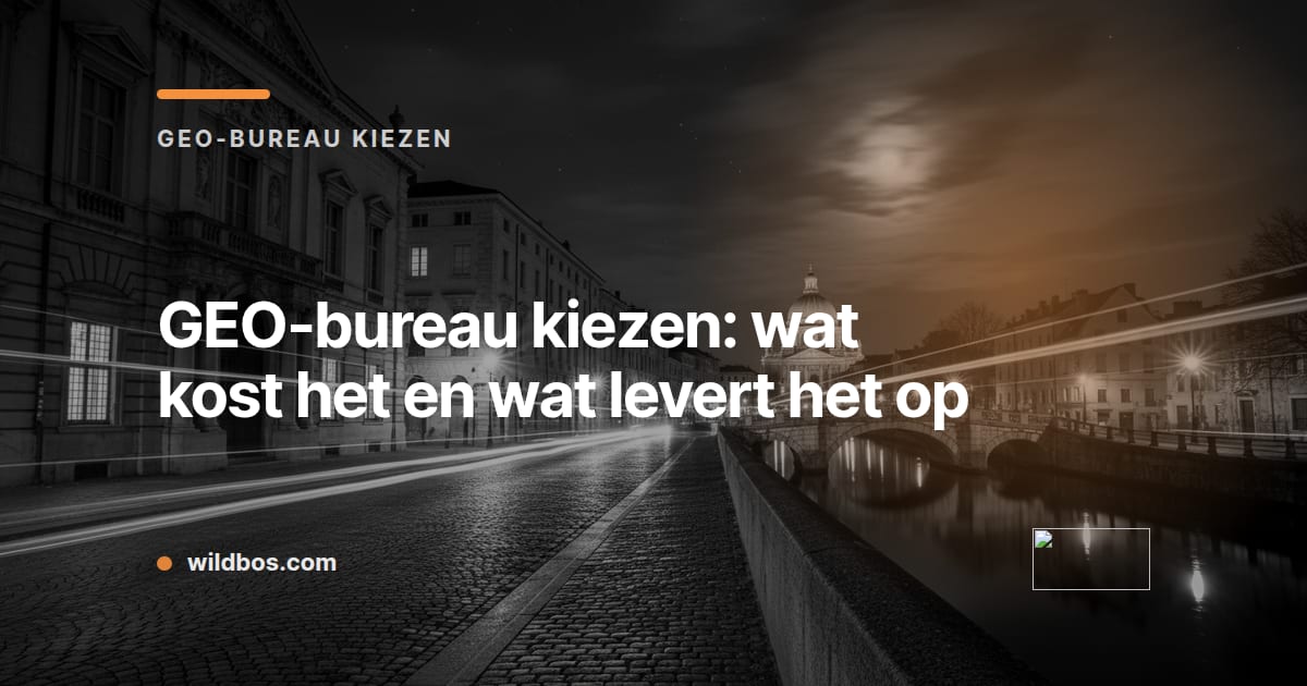 Kaart van Wildbos over het kiezen van een GEO-bureau: kosten en resultaat