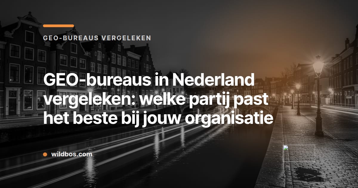 Kaart van Nederland met vergelijking van GEO-bureaus, door Wildbos