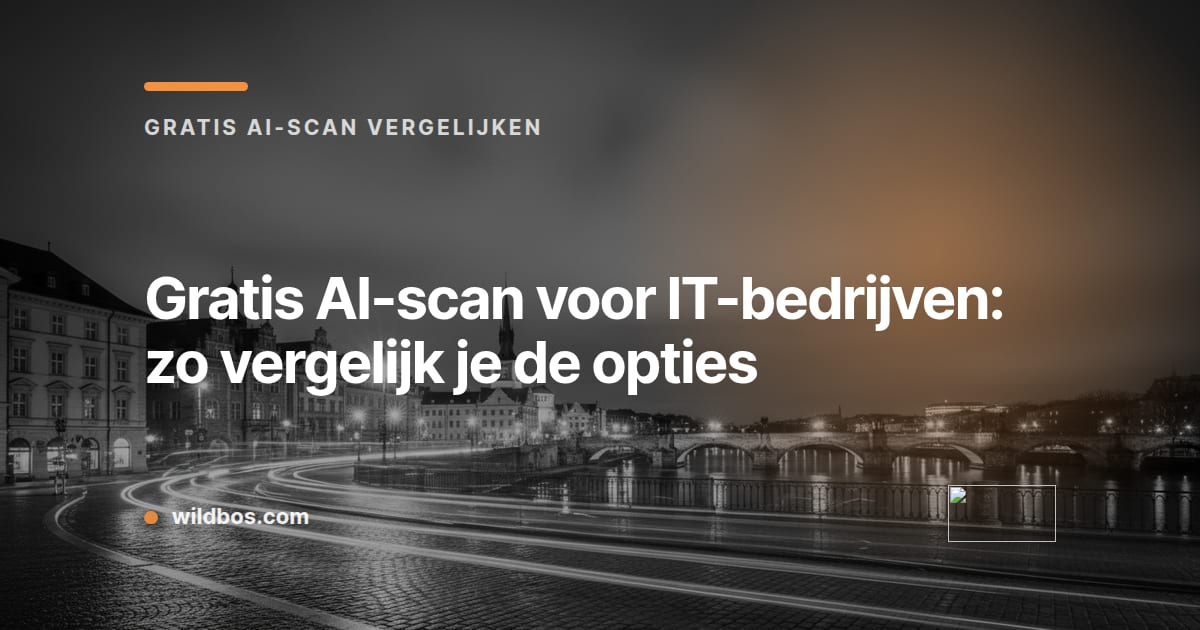 Grafische kaart van Wildbos over gratis AI-scans vergelijken voor IT-bedrijven