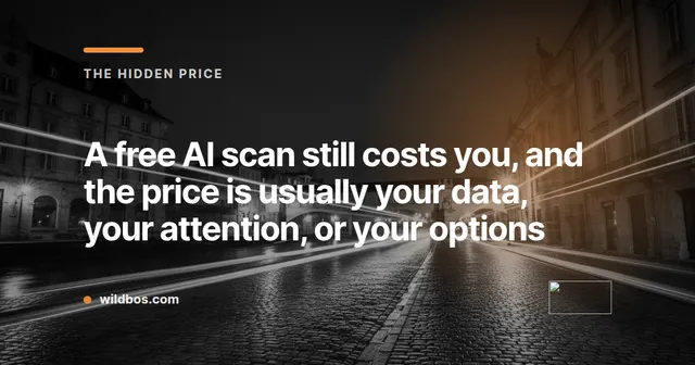 Wildbos branded card explaining the real cost of a free AI scan